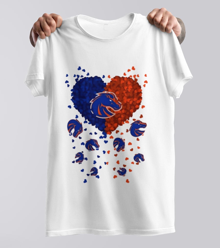 Heart Of Boise State Broncos Football 2026 Blue Orange Passion T-Shirt