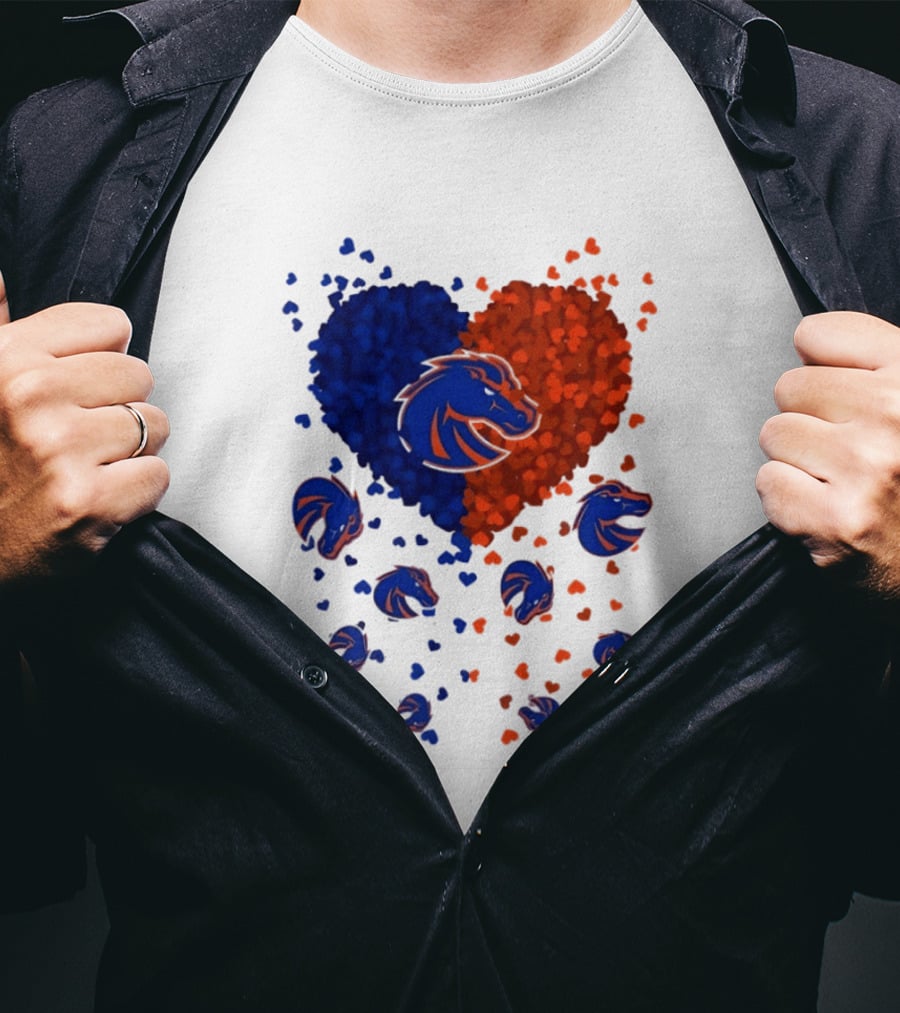 Heart Of Boise State Broncos Football 2026 Blue Orange Passion T-Shirt