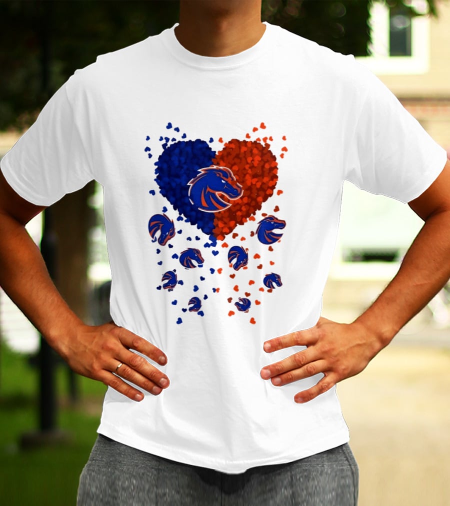 Heart Of Boise State Broncos Football 2026 Blue Orange Passion T-Shirt
