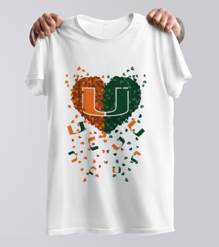 Heart Of Miami Hurricanes 2026 U Logo Football Celebration T-Shirt
