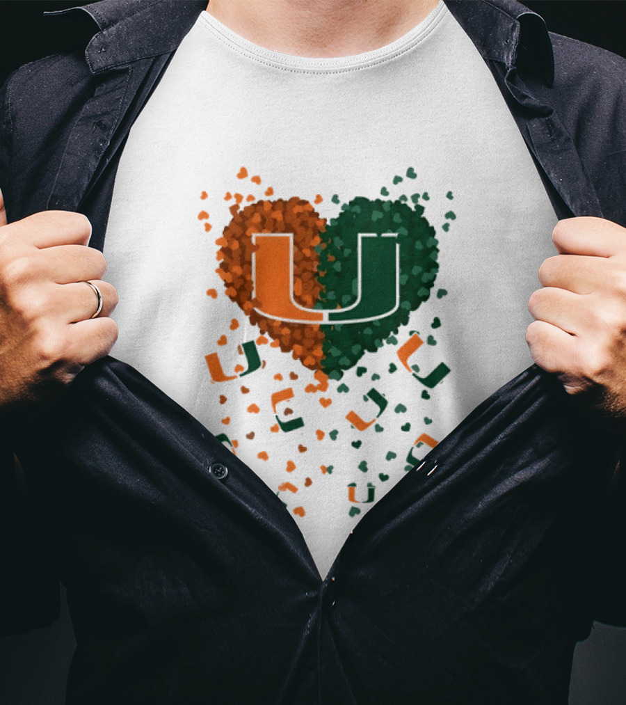Heart Of Miami Hurricanes 2026 U Logo Football Celebration T-Shirt