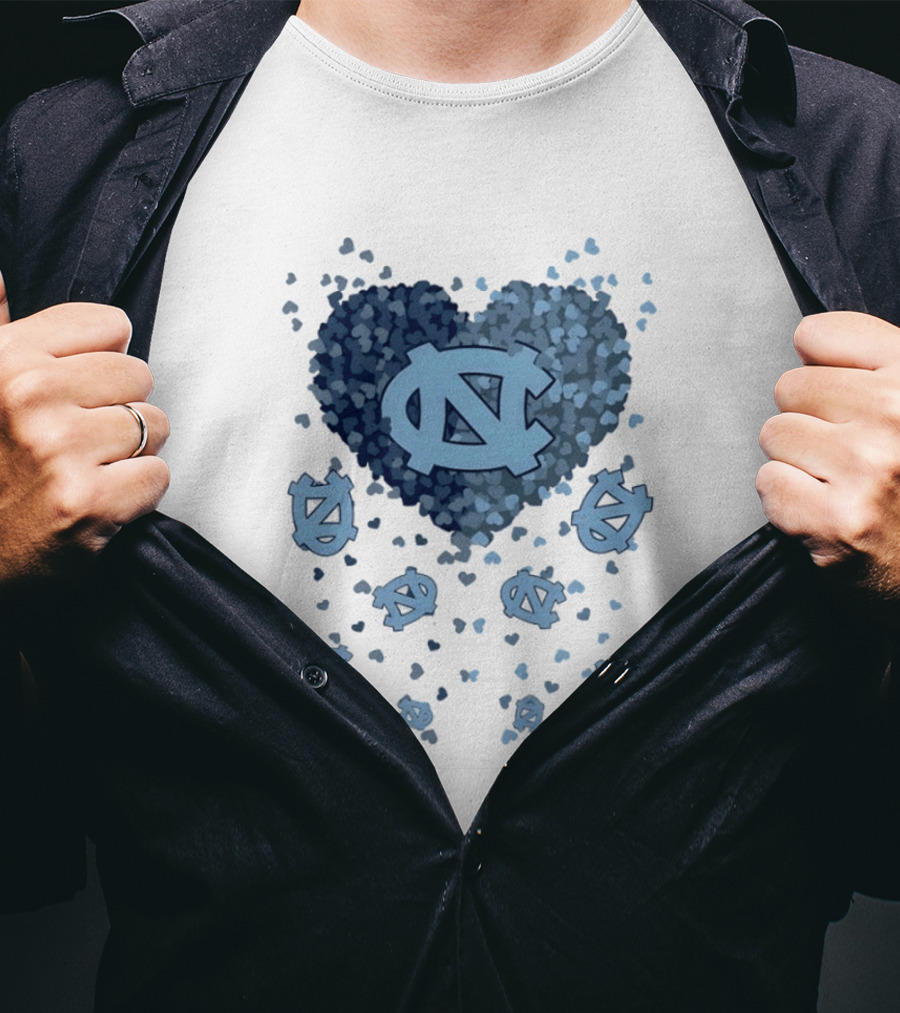 North Carolina Tar Heels Football Heart 2026 T-Shirt
