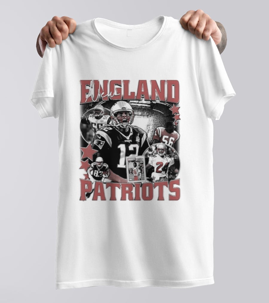 New England Patriots Vintage 90s Football Style Bootleg T-Shirt