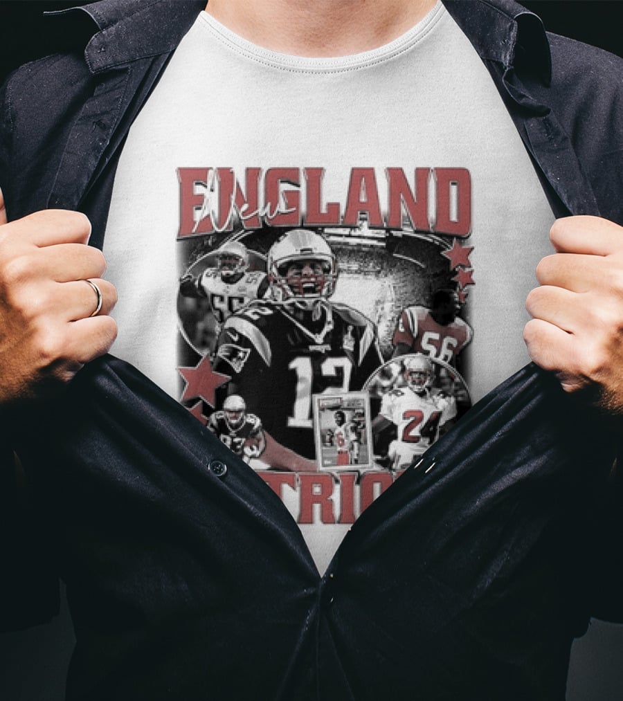 New England Patriots Vintage 90s Football Style Bootleg T-Shirt