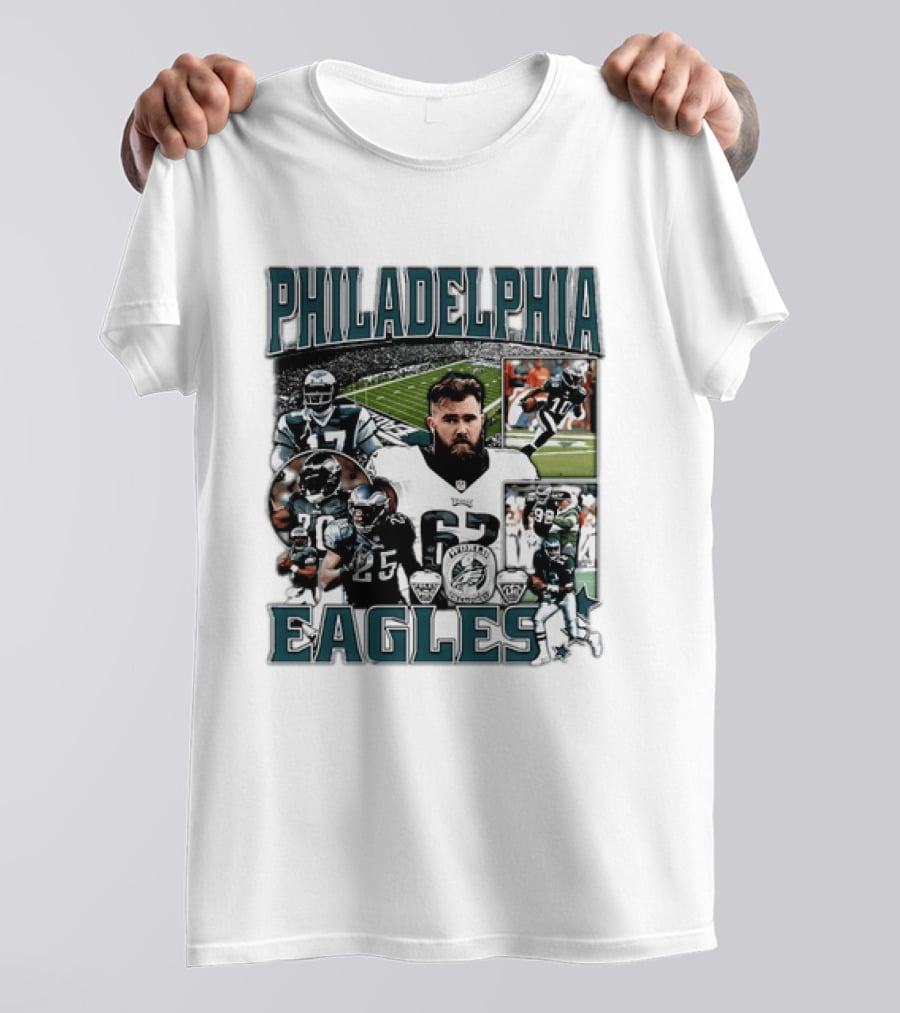 Philadelphia Eagles Football 90s Bootleg Players Collage T-Shirt