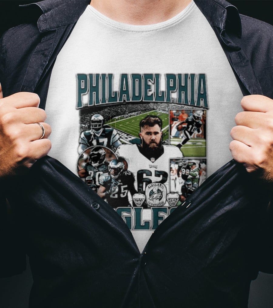 Philadelphia Eagles Football 90s Bootleg Players Collage T-Shirt