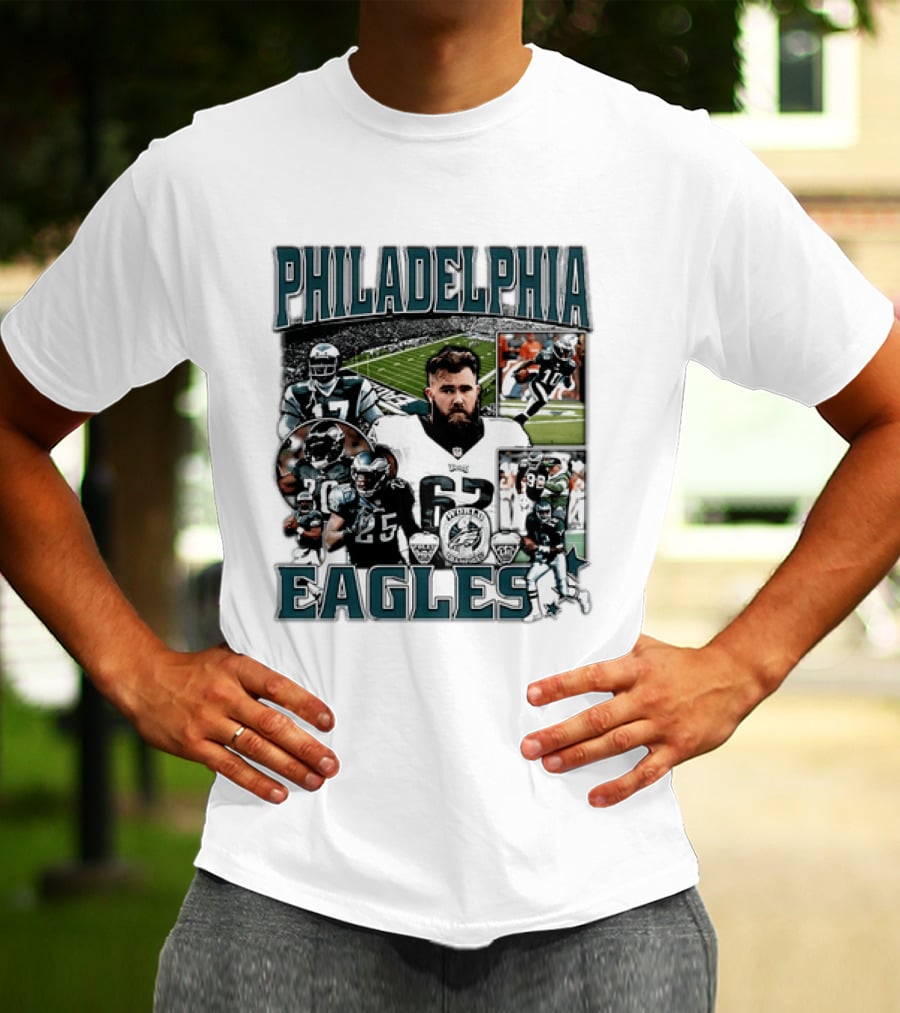 Philadelphia Eagles Football 90s Bootleg Players Collage T-Shirt