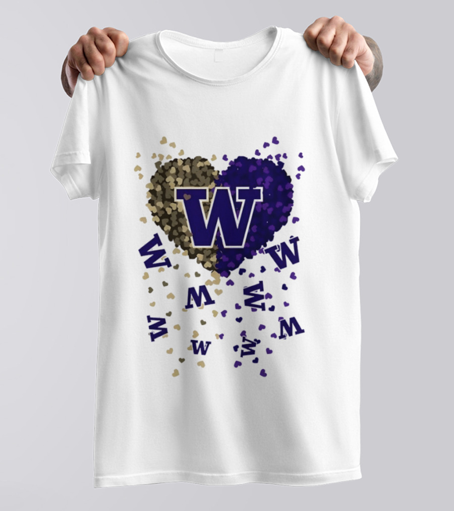 W Washington Huskies Heart 2026 Football Celebration T-Shirt