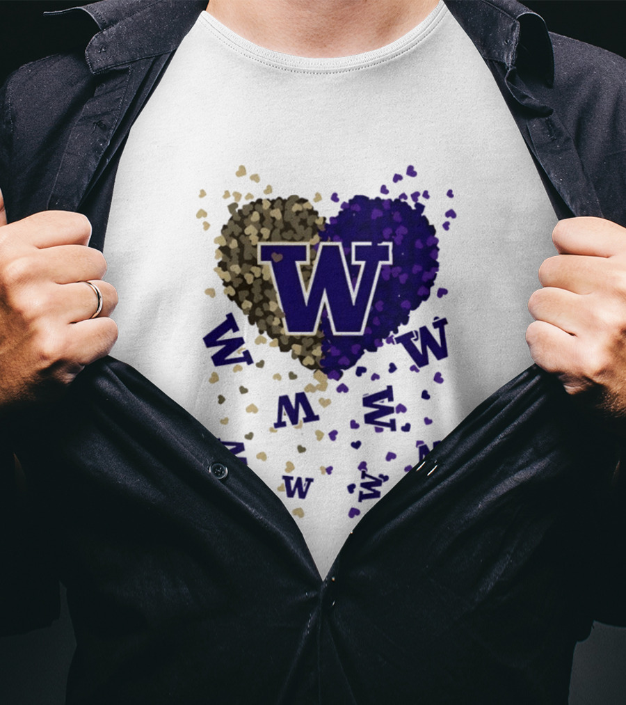 W Washington Huskies Heart 2026 Football Celebration T-Shirt