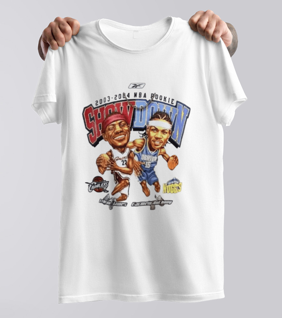 2003 2004 NBA Rookie Showdown LeBron James Carmelo Anthony Cavaliers Nuggets T-Shirt