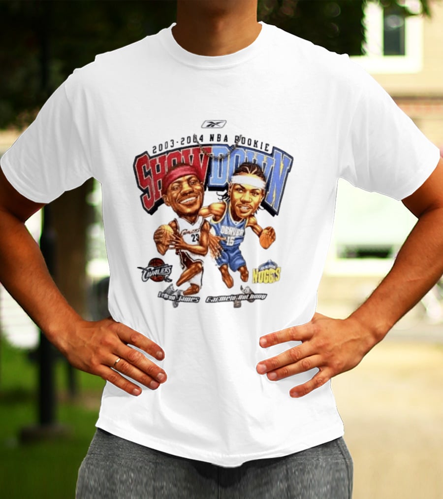 2003 2004 NBA Rookie Showdown LeBron James Carmelo Anthony Cavaliers Nuggets T-Shirt