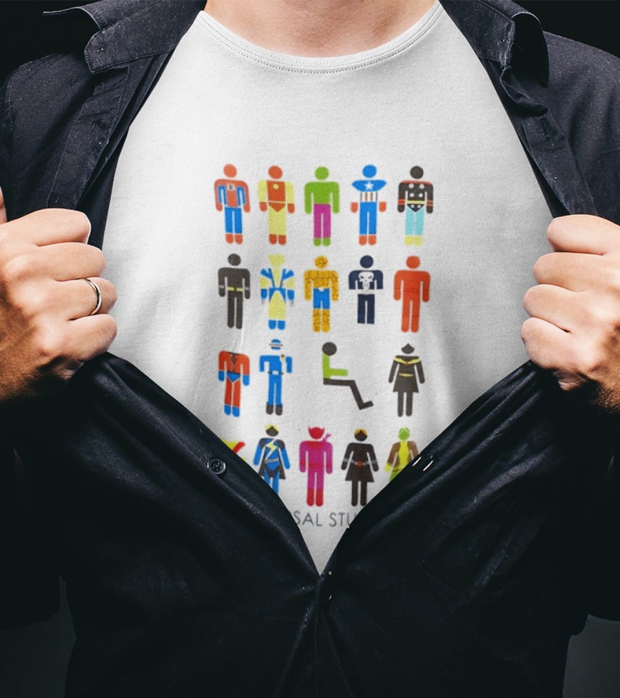 UNIVERSAL STUDIOS Marvel Super Heroes Iconic Characters T-Shirt