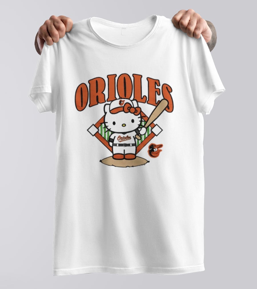 Baltimore Orioles Hello Kitty MLB Collaboration With Baseball T-Shirt