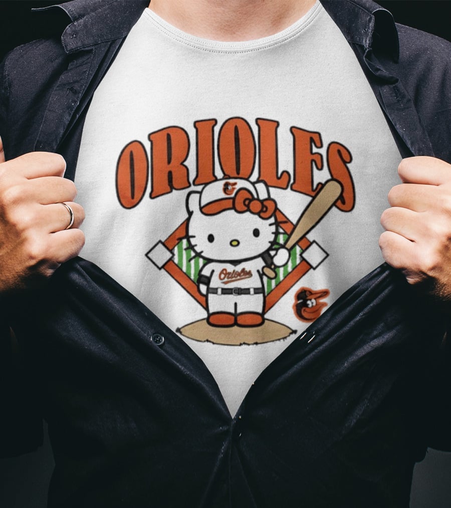 Baltimore Orioles Hello Kitty MLB Collaboration With Baseball T-Shirt
