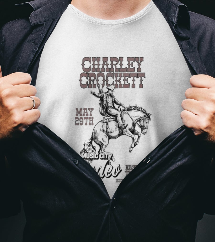 Charley Crockett Music City Review May 29 2026 Nashville TN Cowboy Horse Rider T-Shirt