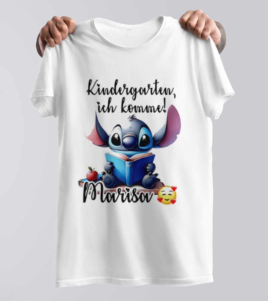 Kindergarten Ich Komme Marisa Blue Alien Book Reading T-Shirt