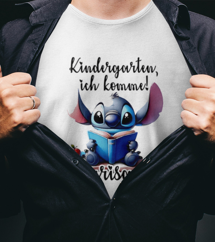 Kindergarten Ich Komme Marisa Blue Alien Book Reading T-Shirt