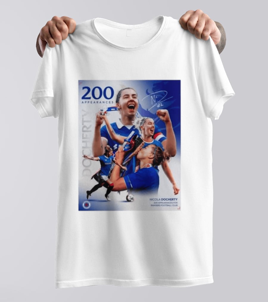 Nicola Docherty 200 Appearances Rangers Football Club Celebration T-Shirt