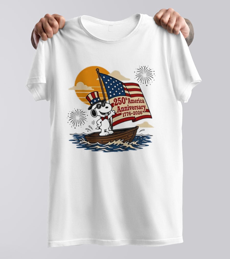 Snoopy 250th America Anniversary 1776 2026 Sailboat Celebration T-Shirt