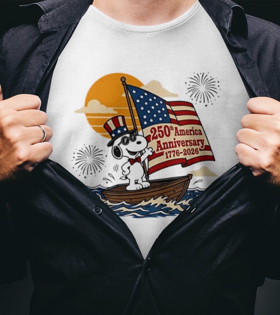 Snoopy 250th America Anniversary 1776 2026 Sailboat Celebration T-Shirt