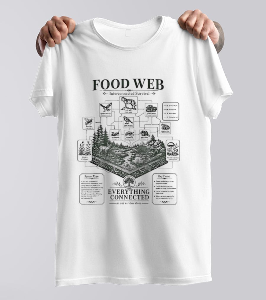 Food Web Diagram Forest Ecosystem Energy Everything Connected T-Shirt