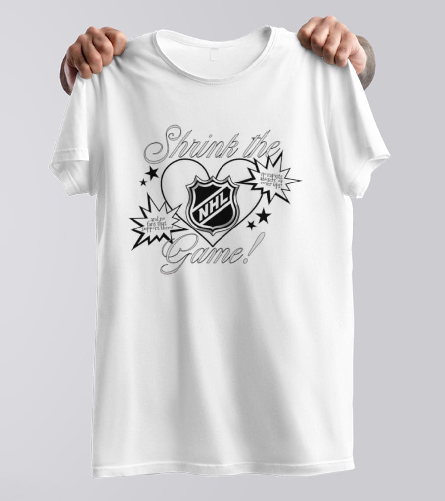 Shrink The Game NHL Heart Comic Style Stars T-Shirt