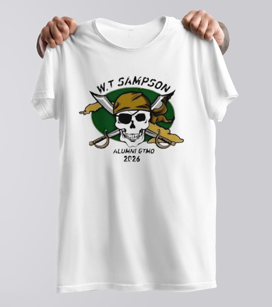 W Sampson Alumni GTMO 2026 Skull Swords Bandana T-Shirt