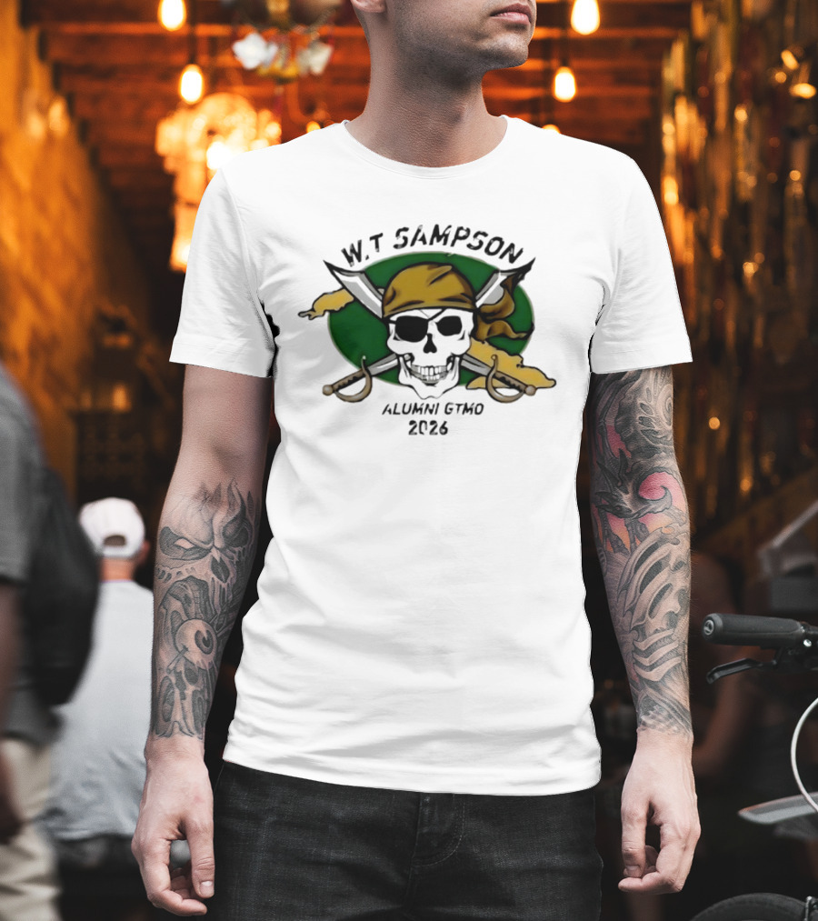 W Sampson Alumni GTMO 2026 Skull Swords Bandana T-Shirt