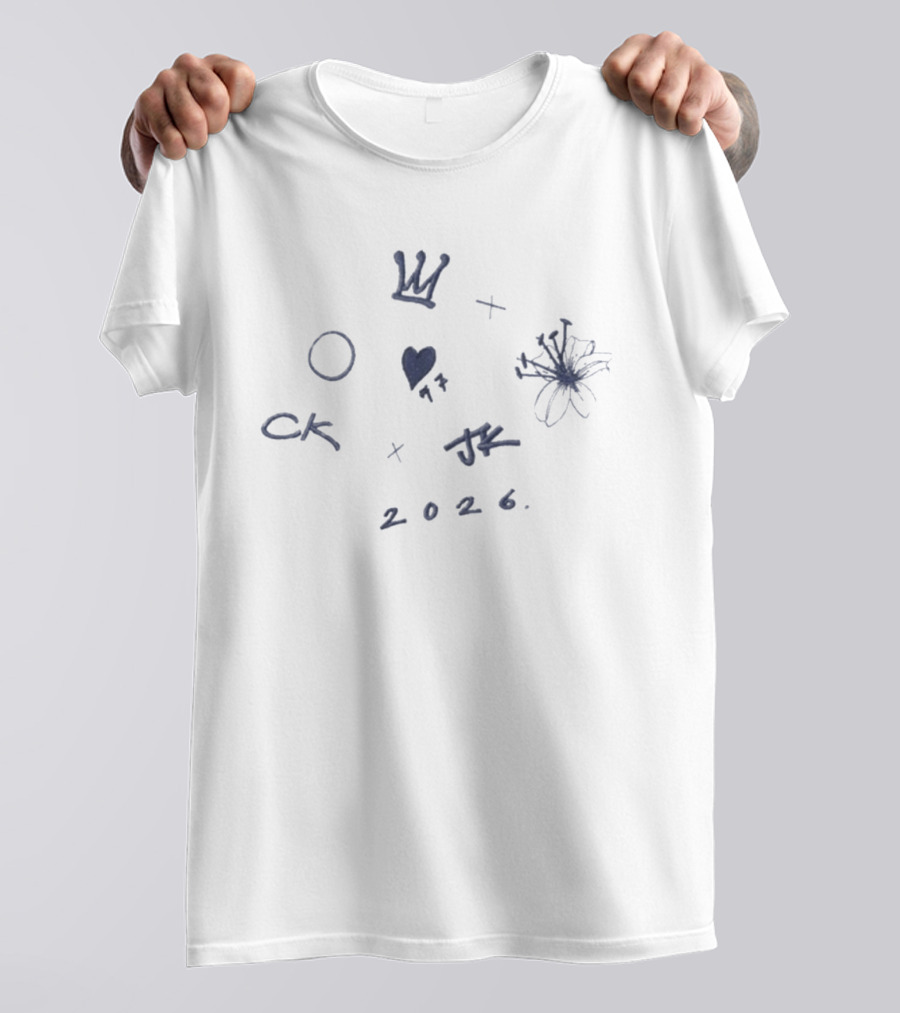 CKJK 2026 Heart Crown Flower Sketch T-Shirt