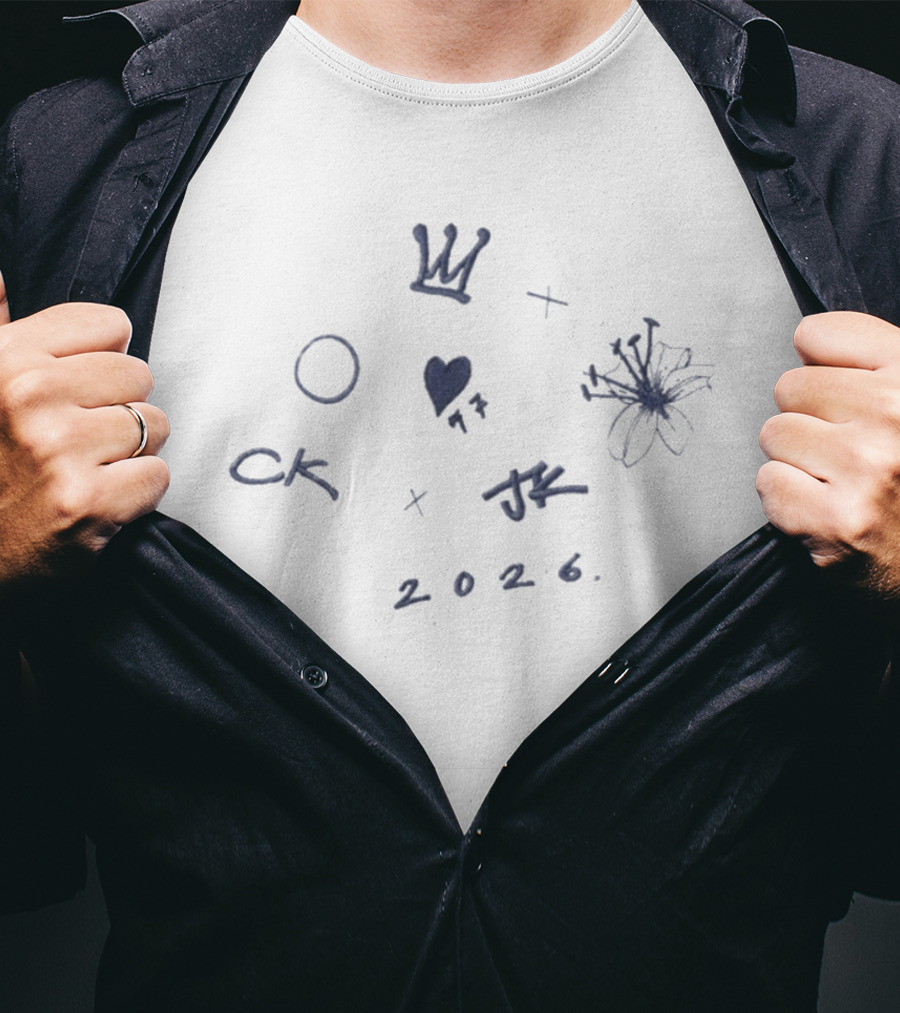 CKJK 2026 Heart Crown Flower Sketch T-Shirt