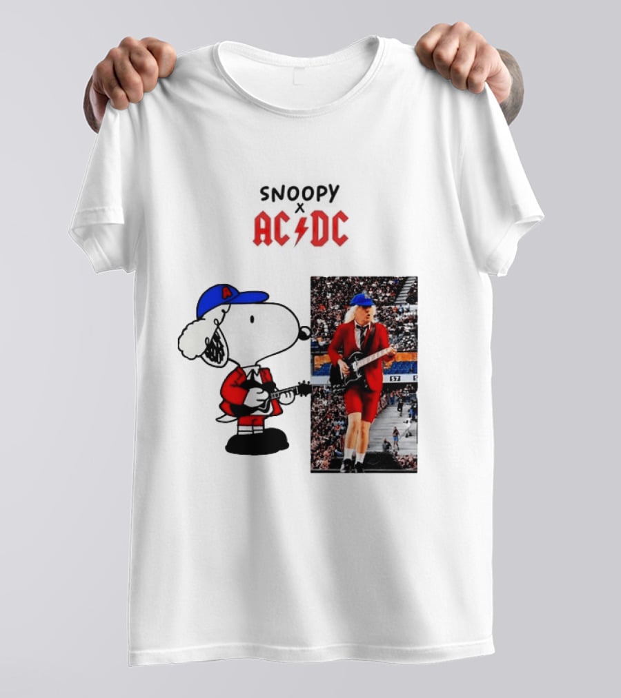 Snoopy Peanuts AC DC Angus Young Rock Concert T-Shirt