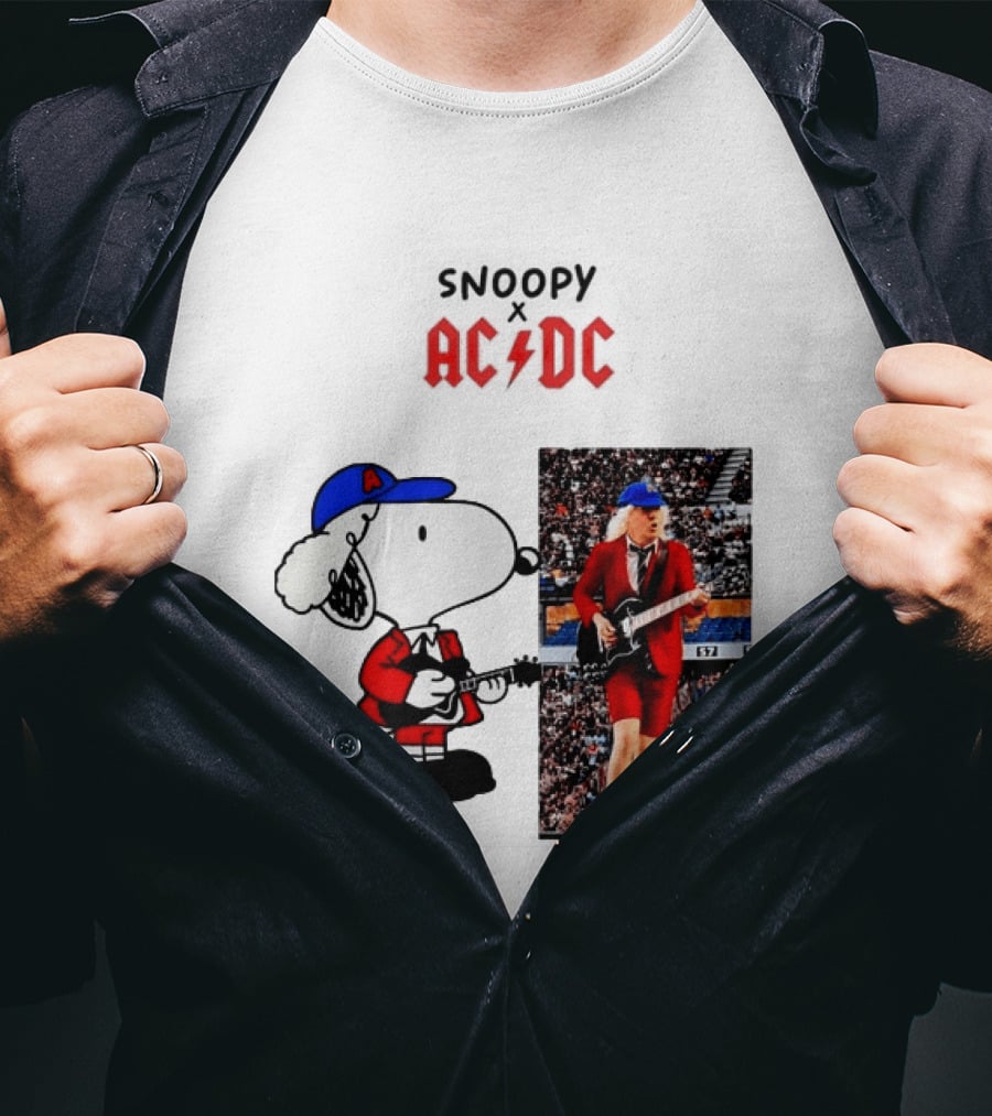 Snoopy Peanuts AC DC Angus Young Rock Concert T-Shirt