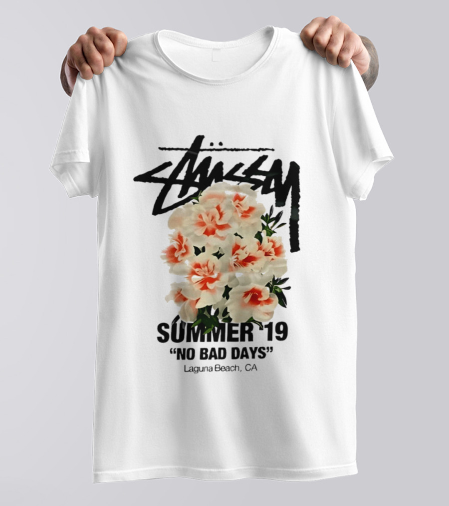 Stussy Summer 19 No Bad Days Floral Laguna Beach CA T-Shirt