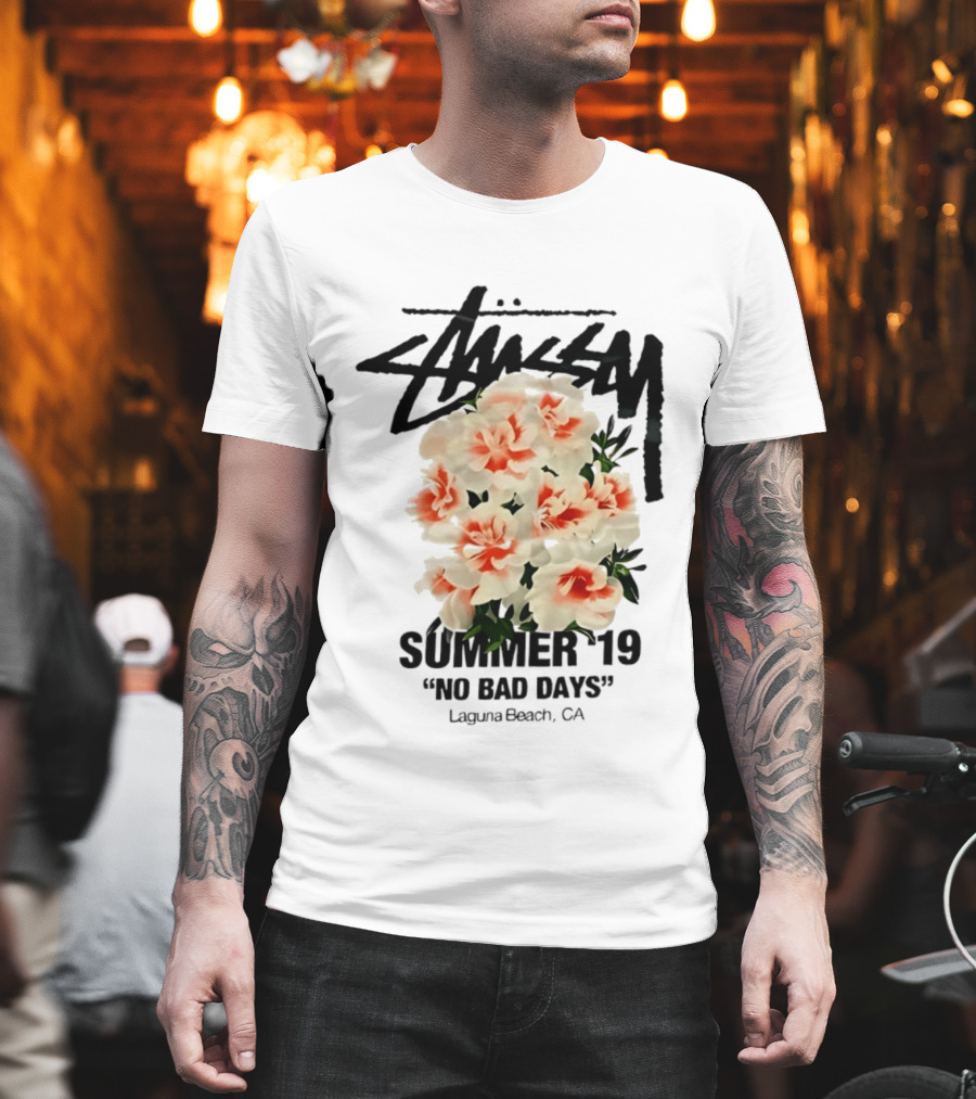 Stussy Summer 19 No Bad Days Floral Laguna Beach CA T-Shirt