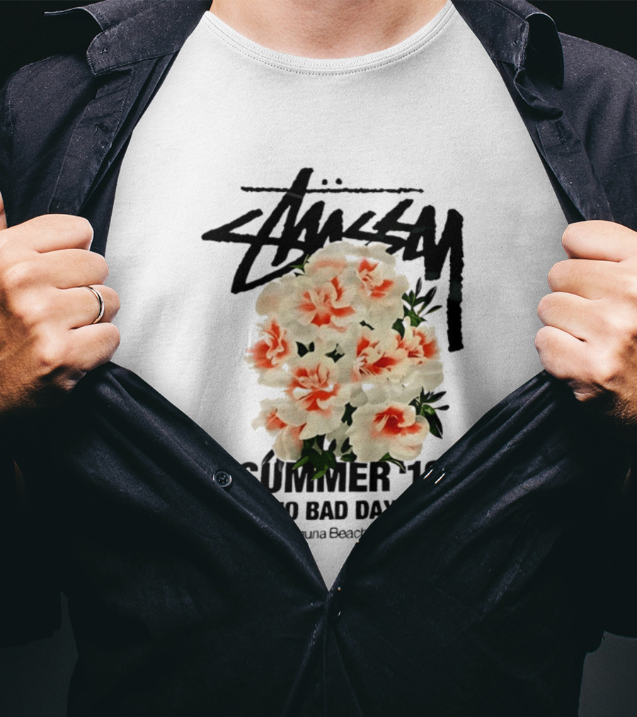 Stussy Summer 19 No Bad Days Floral Laguna Beach CA T-Shirt