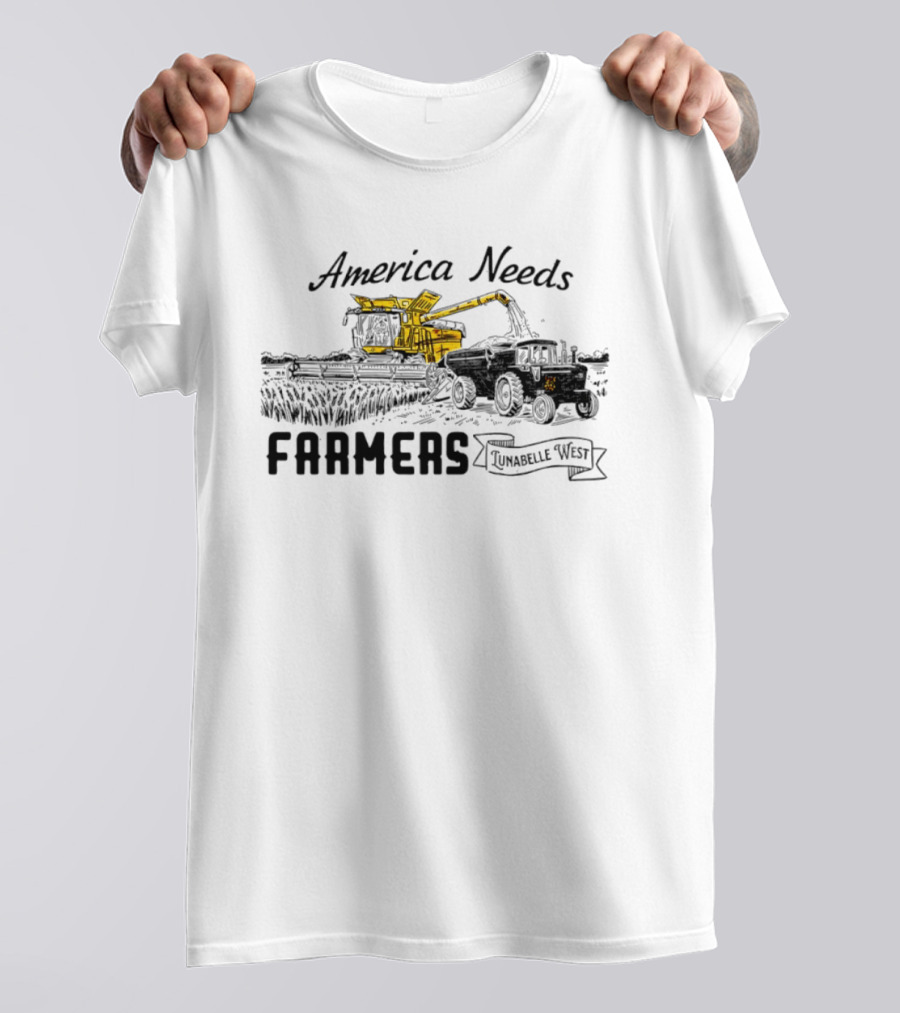 America Needs Farmers Lunabelle West Tractor Combine Harvesting T-Shirt