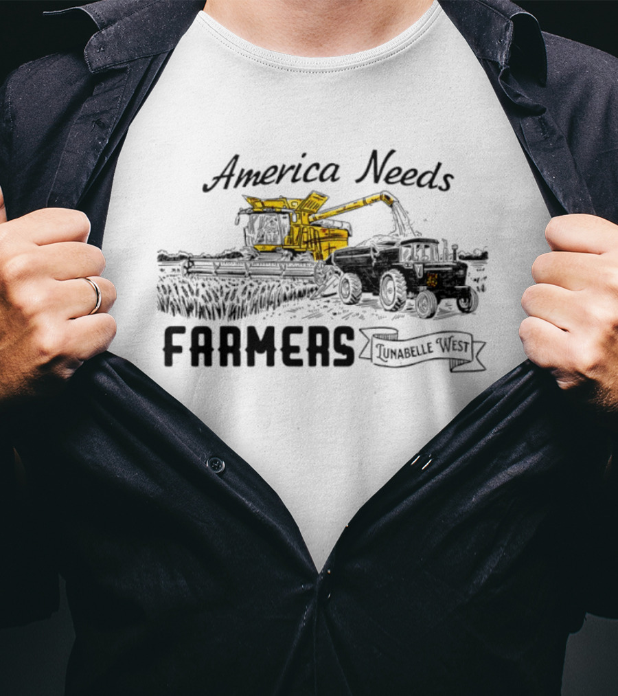America Needs Farmers Lunabelle West Tractor Combine Harvesting T-Shirt