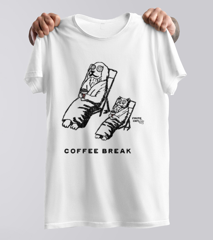 Coffee Break With Relaxing Dog And Cat T-Shirt