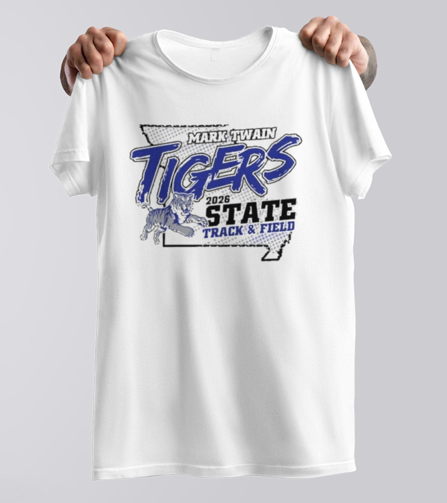 Mark Twain Tigers 2026 State Track And Field Missouri Map T-Shirt