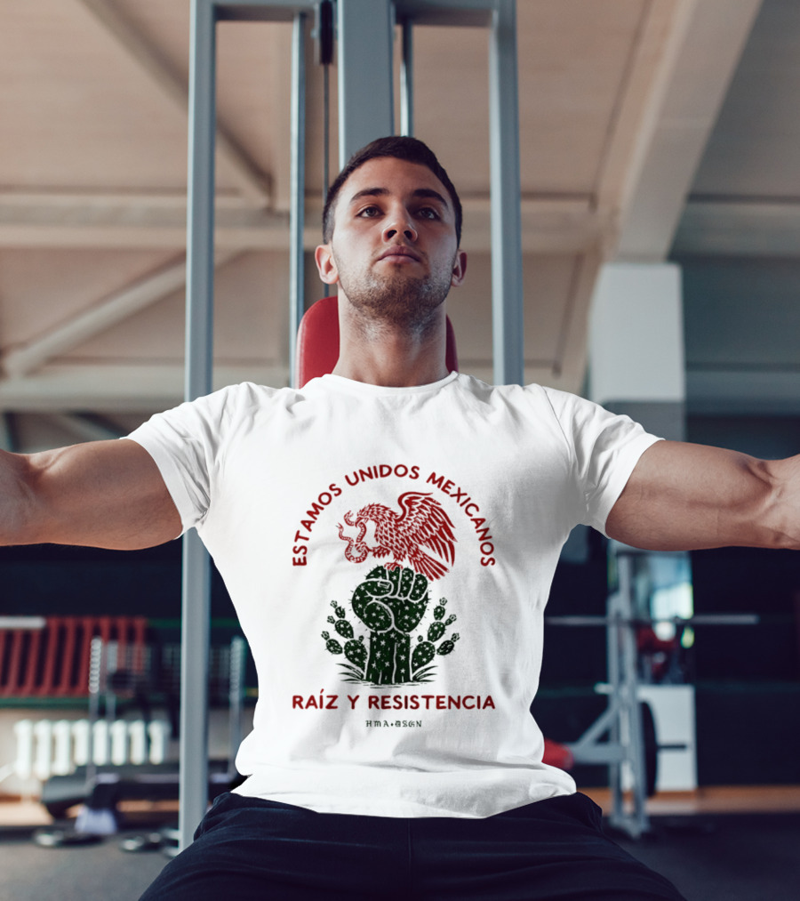 Estamos Unidos Mexicanos Raíz Y Resistencia Eagle Fist Cactus T-Shirt