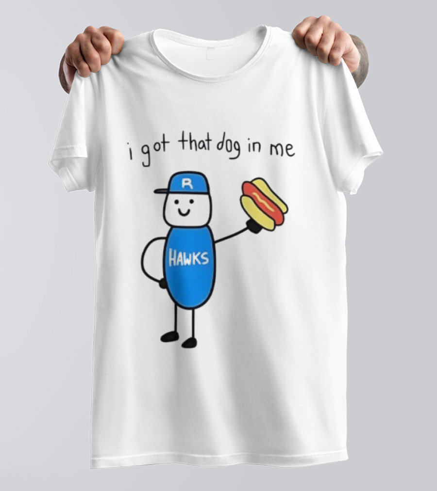 Edmonton Riverhawks I Got That Dog In Me Hot Dog Baseball Stick Figure T-Shirt