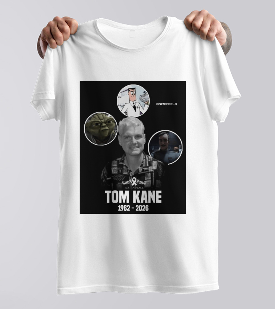 Rest In Peace Tom Kane 1962 2026 Animefeels Yoda T-Shirt