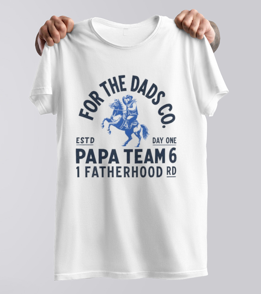 For The Dads Co Papa Team 6 Fatherhood Estd Day One Cowbear T-Shirt