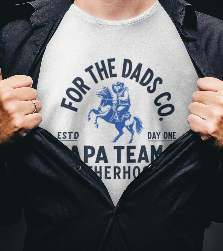 For The Dads Co Papa Team 6 Fatherhood Estd Day One Cowbear T-Shirt
