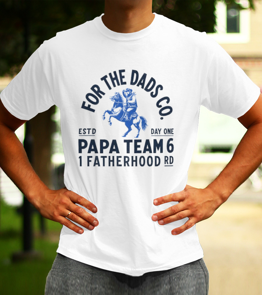 For The Dads Co Papa Team 6 Fatherhood Estd Day One Cowbear T-Shirt