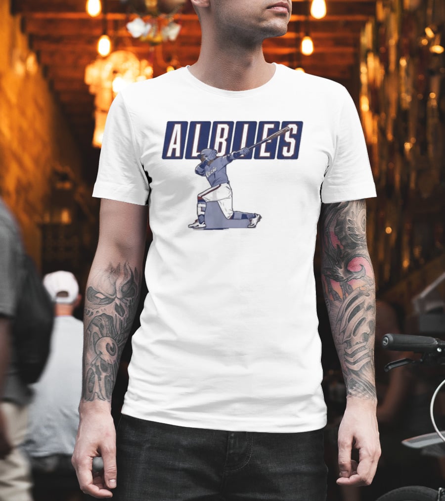 ALBIES ATLANTA Slugger Swing Baseball Player T-Shirt