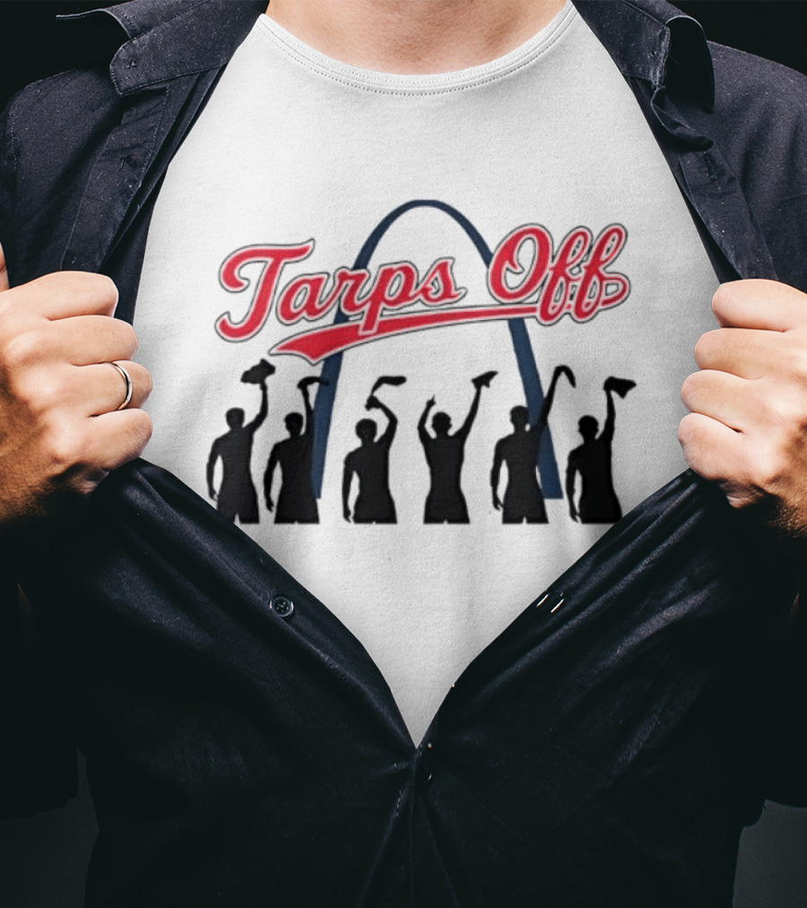 St Louis Cardinals Tarps Off Arch Skyline Celebration T-Shirt