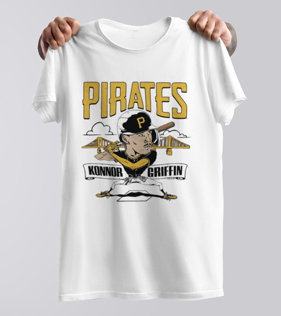 Pittsburgh Pirates Konnor Griffin Caricature Swing With Bridges T-Shirt