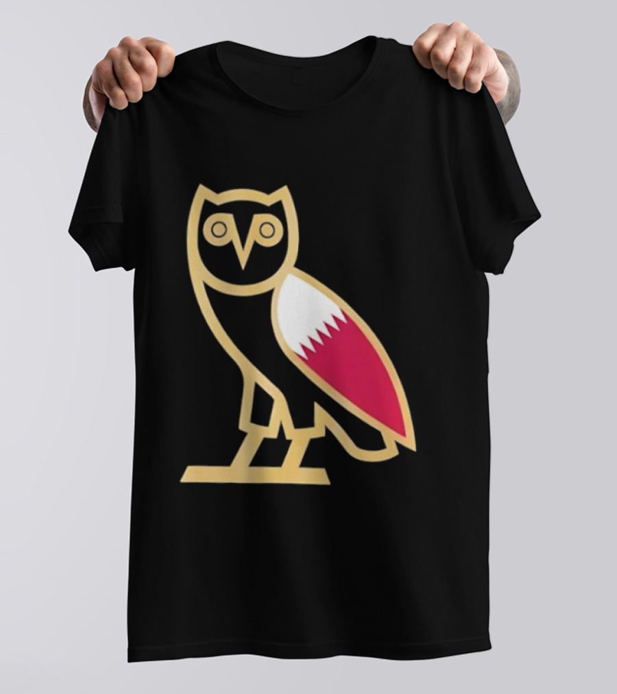 OVO Owl Gold Outline Qatar Flag Wing T-Shirt