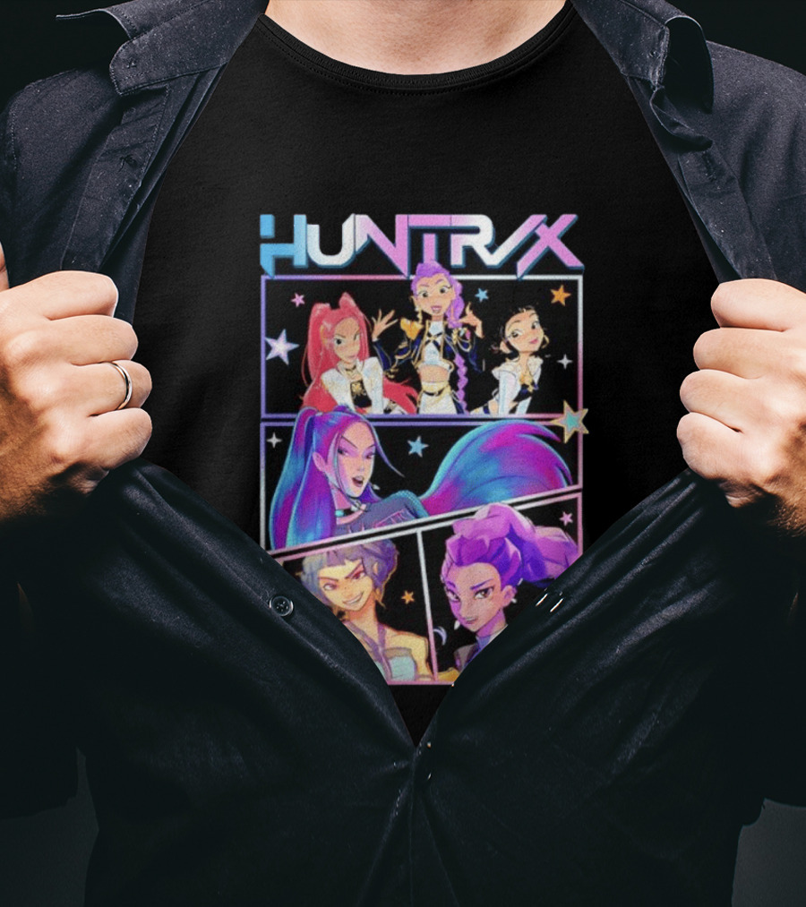 Huntrix Anime Character Panel Demon Hunter T-Shirt